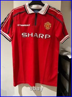 Gary Neville signed Manchester United 98 99 home shirt jersey photo proof + COA