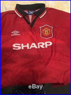 Genuine Signed Mark Hughes Manchester United Home Shirt XXL Umbro 1994/96 #10