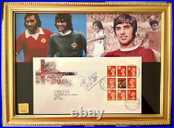 George Best Manchester United, N. Ireland 100% Hand Signed Framed Piece FDC & COA