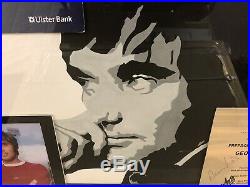 George Best Manchester United Original Art Work With Signed Menu By Best & Law