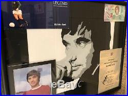 George Best Manchester United Original Art Work With Signed Menu By Best & Law