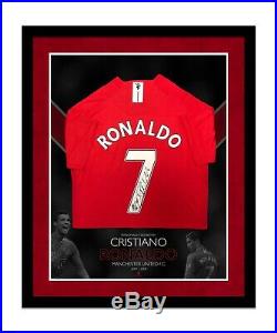 Hand Signed Cristiano Ronaldo Manchester United FC Professionally Framed Shirt
