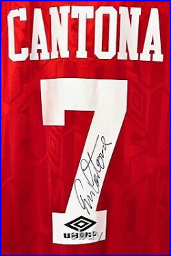 Hand Signed ERIC CANTONA 7 Manchester United FOOTBALL Shirt LEGEND RARE + my COA