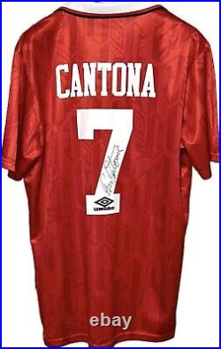 Hand Signed ERIC CANTONA 7 Manchester United FOOTBALL Shirt LEGEND RARE + my COA