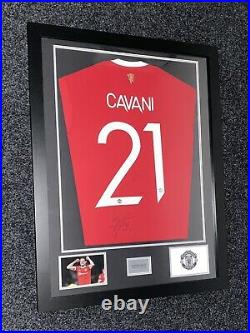 Hand Signed Edinson Cavani Shirt Display With Proof Manchester United Signatures