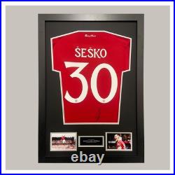 Hand Signed Framed Sesko Display Manchester United Shirt + Coa