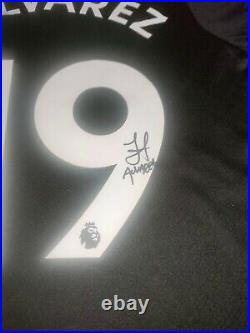 Hand Signed Julian Alvarez Name & Number 19 Manchester City Away Shirt