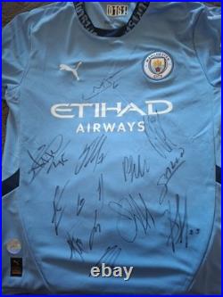 Hand Signed Manchester City Squad Signed Shirt With Club Coa