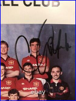Hand Signed Manchester United 1995-96 Cantona Giggs Scholes Bruce Irwin Neville