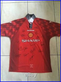 Hand Signed Manchester United Shirt 95/96 Jersey Man Utd