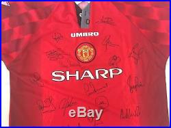 Hand Signed Manchester United Shirt 95/96 Jersey Man Utd