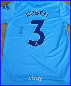 Hand Signed Ruben Diaz Name & Number 3 Manchester City Home Shirt