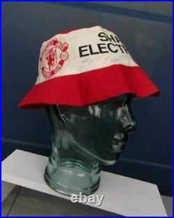 Hand Signed Vintage Manchester United FC 1983/83 Sharp Electronics Beanie Hat