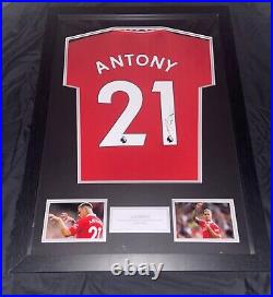 Hand signed antony shirt frame display manchester united 2022/2023 with COA