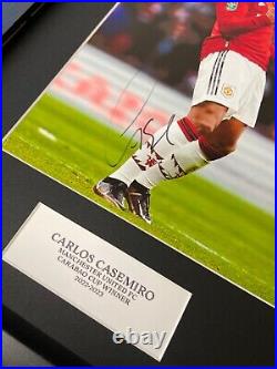 Hand signed casemiro 12x8 photo display manchester united with coa