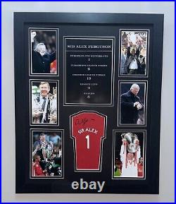 Hand signed sir Alex ferguson mini shirt display Manchester United + Coa