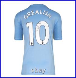 Jack Grealish Signed Manchester City Shirt 2021-2022, Home, Number 10 Gift B