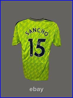 Jadon Sancho Signed 22/23 Manchester United Official Third Football Shirt COA