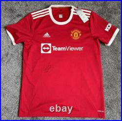 Jadon Sancho Signed Manchester United Football Shirt with COA Adidas Authentic Jadon Sancho Signed Manchester United Football Shirt with COA Adidas Authentic