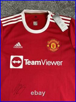 Jadon Sancho Signed Manchester United Football Shirt with COA Adidas Authentic Jadon Sancho Signed Manchester United Football Shirt with COA Adidas Authentic