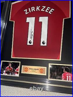 Joshua Zirkzee Signed Manchester United 24/25 Home Shirt- Deluxe Framed