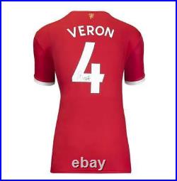 Juan Sebastian Veron Signed Modern Manchester United Home Shirt with Fan Style N