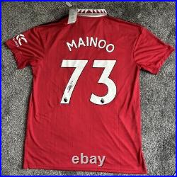 Kobbie Mainoo #73 Signed Manchester United Shirt with COA Adidas Authentic