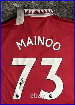 Kobbie Mainoo #73 Signed Manchester United Shirt with COA Adidas Authentic