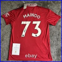 Kobbie Mainoo #73 Signed Manchester United Shirt with COA Adidas Authentic