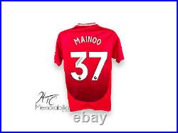 Kobbie Mainoo Manchester United Signed 24/25 MUFC Football Shirt COA