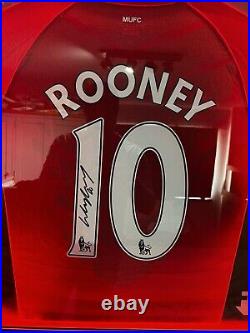 LED Framed Wayne Rooney Hand Signed Manchester United Football Shirt With Coa