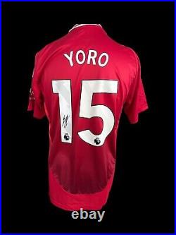 Lenny Yoro Manchester United 2024-25 Hand Signed Home Shirt