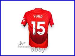 Leny Yoro Manchester United Signed 24/25 Player Version Football Shirt