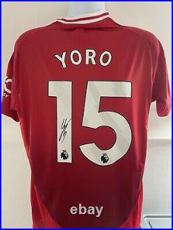 Leny Yoro Signed Manchester United Shirt With COA and Photo Proof