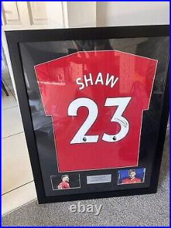 Luke Shaw Hand Signed Manchester United 22/23 Home Shirt + Coa + Framed