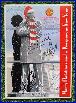 MANCHESTER UNITED Christmas Card 2015 SIGNED 10 FORMER PLAYERS COA RARE GENUINE MANCHESTER UNITED Christmas Card 2015 SIGNED 10 FORMER PLAYERS COA RARE GENUINE