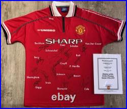 MUFC Certificate Of Authenticity, Manchester United 1998-1999 Squad Signed Shirt