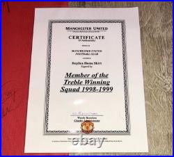 MUFC Certificate Of Authenticity, Manchester United 1998-1999 Squad Signed Shirt
