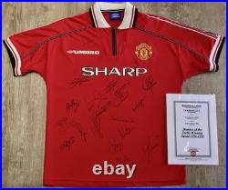 MUFC Certificate Of Authenticity, Manchester United 1998-1999 Squad Signed Shirt