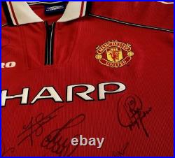MUFC Certificate Of Authenticity, Manchester United 1998-1999 Squad Signed Shirt