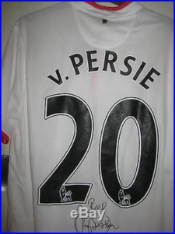 Man United Robin Van Persie Hand Signed White Jersey Unframed + Photo Proof &coa