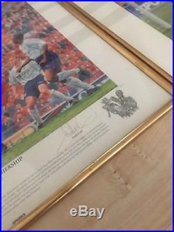 Man United'Treble' Set of 3 prints. Limited Edition Set. 1999 (signed)