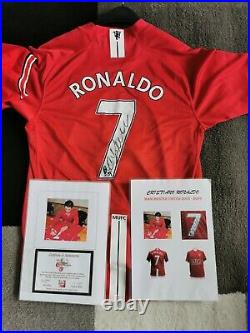 Man Utd legends all 7 signed shirts. Best, Beckham, Ronaldo, Cantona, Robson