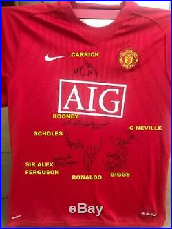 Manchester United 08 Signed Auto Jersey Ronaldo+giggs+rooney+carrick+scholes+saf