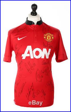 Manchester United 13/14 Squad Signed (x23) Shirt Autograph Rooney Giggs Club COA