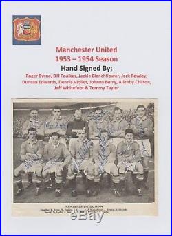 Manchester United 1953-1954 Very Rare Hand Signed Team 10 X Sigs Duncan Edwards