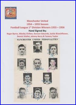 Manchester United 1954-1955 Very Rare Hand Signed Team 7 X Sigs Duncan Edwards