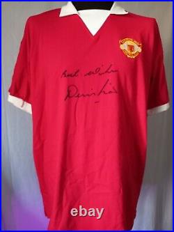 Manchester United 1970'S Retro Shirt Signed Denis Law Guarantee