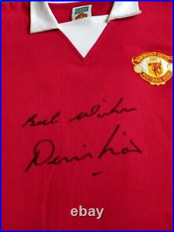 Manchester United 1970'S Retro Shirt Signed Denis Law Guarantee