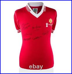 Manchester United 1977 Squad Front Signed Shirt 1977 FA Cup Winners